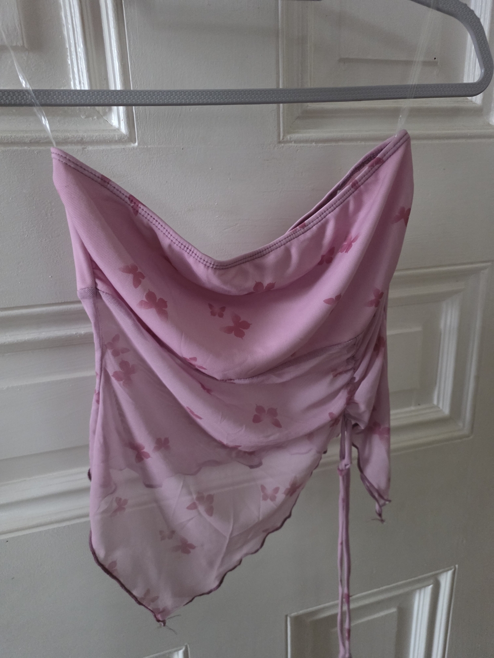 Cropped Pink Butterfly Tube Top